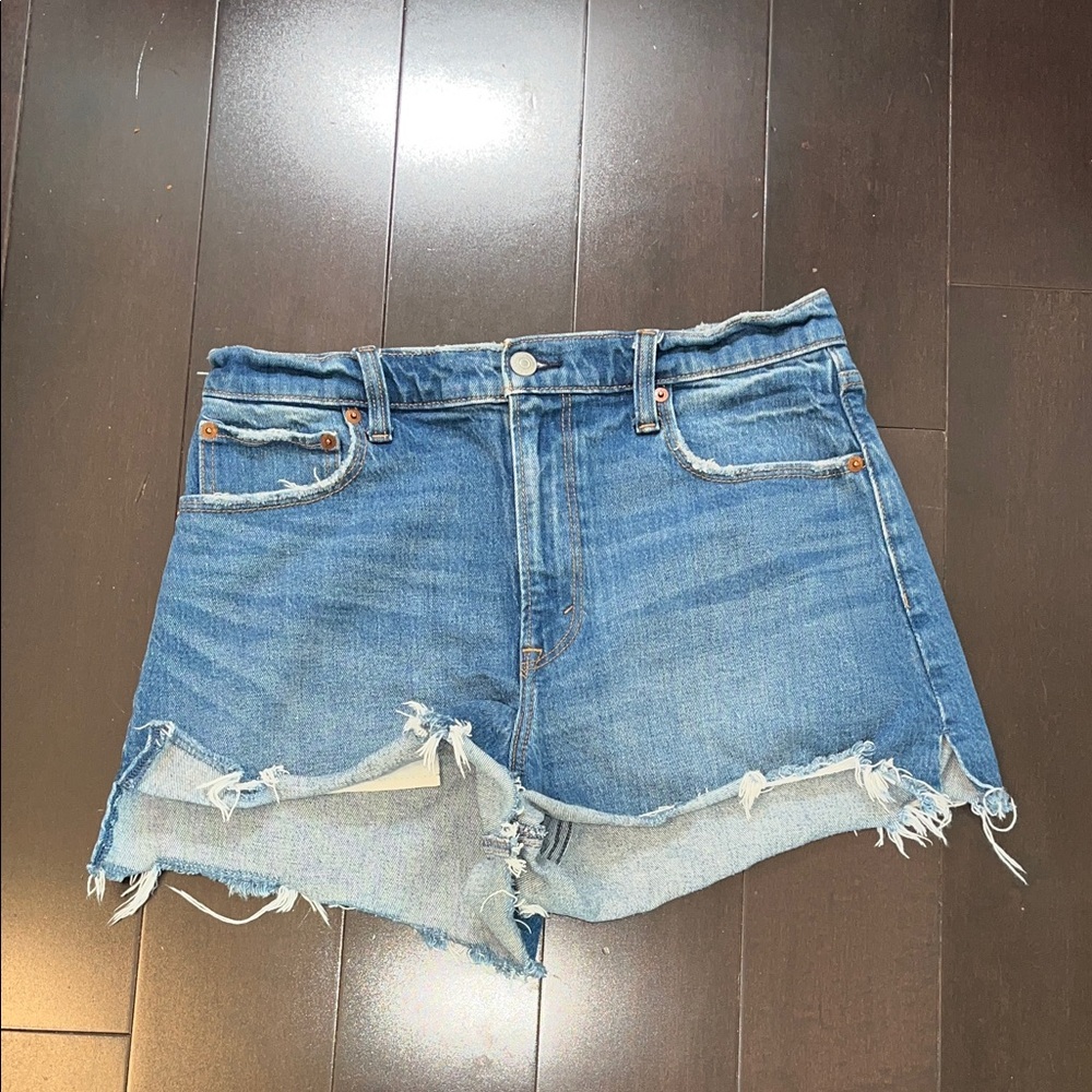 Abercrombie & Fitch Distressed Blue Denim Cutoff Shorts